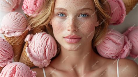 Premium Photo | Girl with ice cream sweet style clothes and ice cream ...