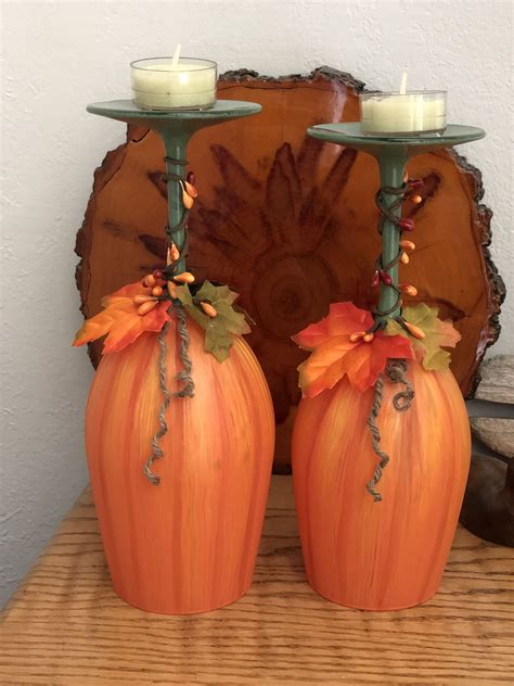DIY Wine Glass Pumpkins