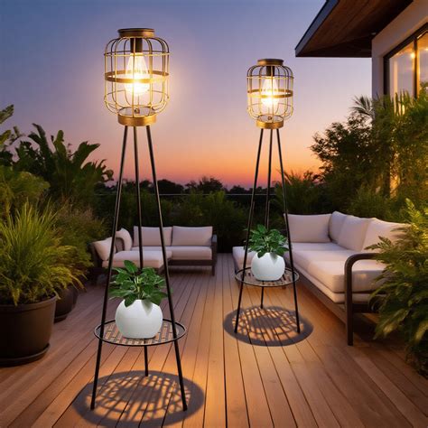 Greatsun Huotian Solar Lights With Plant Stand, Outdoor Floor Lamps ...