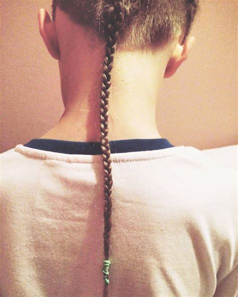 boy with long braided rattail | Rat tail haircut, Punk hair ...