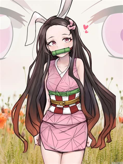 Demon Slayer - Nezuko Kamado in sexy kimono 4K wallpaper download