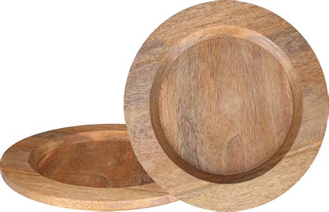 Amazon.com | EDHAS Acacia Wood Set of 4 Platter Snack Server, Charger ...