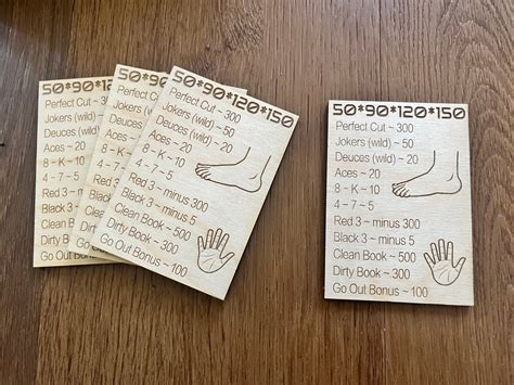 Hand & Foot Card Game: Wooden Quick Guide Reference Card - Etsy