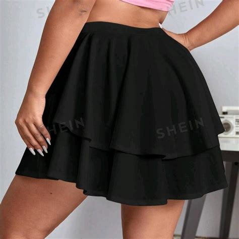 Plus size black skirt 🖤 #black #skirt - Depop