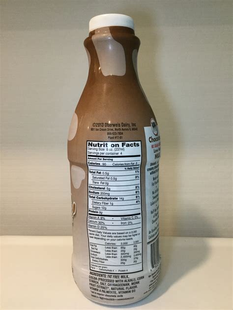Oberweis No Sugar Added Low Fat Chocolate Milk — Chocolate Milk Reviews