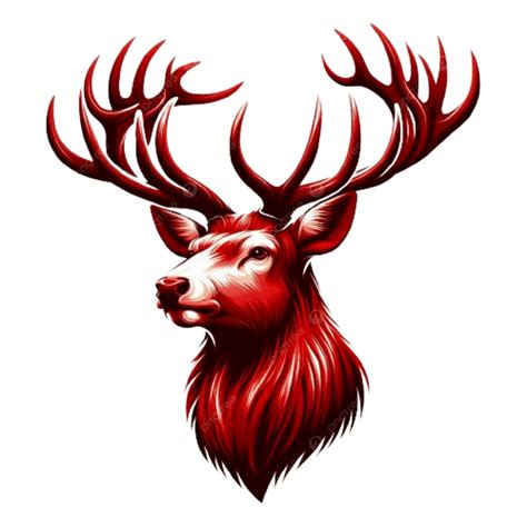 Red Deer Head With Antlers In Vector Art, Deer Head With Antlers In Vector Art, Red Deer Head ...
