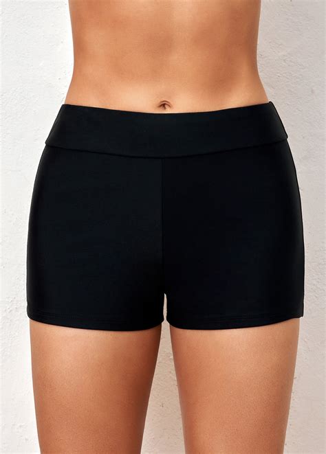 Skinny Mid Waisted Black Swimwear Shorts | Rosewe.com - USD $14.98