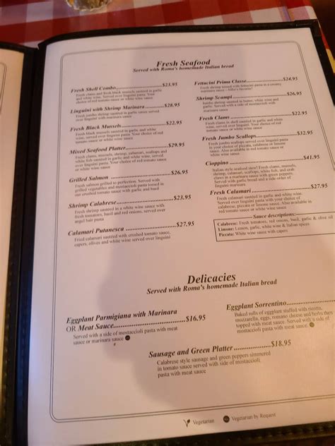 Menu at Roma D' Italia pizzeria, Tustin, 611 El Camino Real