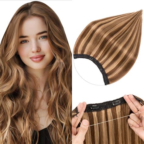 Amazon.com : Halo Hair Extensions Real Human Hair,S-noilite Halo Hair ...