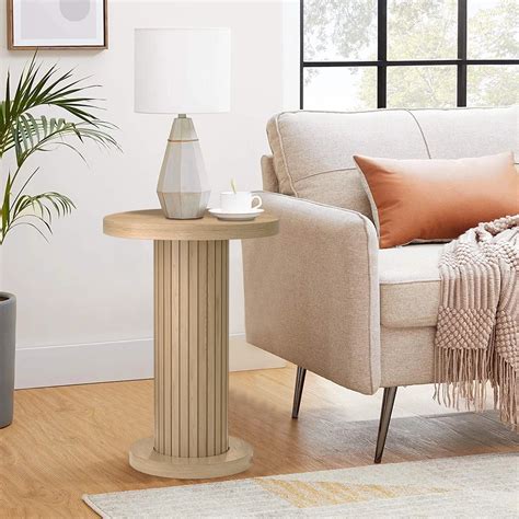Small Round Pedestal Side Table, Drink Table for Small Spaces, Modern ...