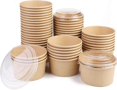 Amazon.com: 17OZ Paper Bowls, 50 Pack Paper Salad Bowls with Lids ...