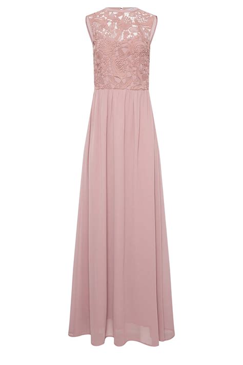 LTS Tall Women's Blush Pink Lace Chiffon Maxi Dress | Long Tall Sally