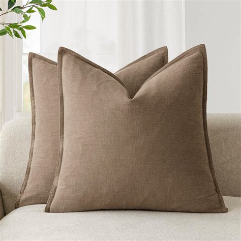 Amazon.com: Foindtower Pack of 2, Decorative Linen Soild Throw Pillow ...