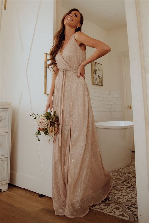 Champagne Glitter Bridesmaid Dresses