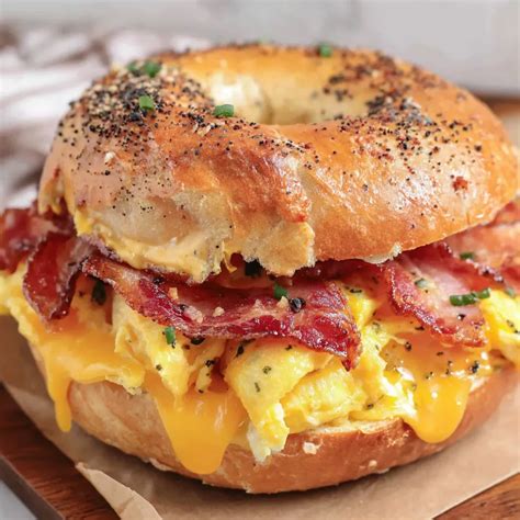 Perfect Breakfast Bagel Sandwich with Bacon and Eggs - Recipes by Clare