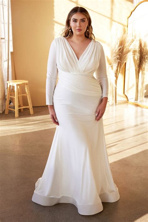 Plus Size Stretch Satin Bridal Gown/off White Wedding Dress/beach ...
