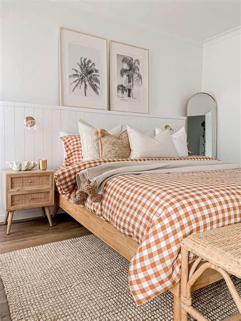 Cinnamon Gingham Linen Quilt Cover Set | Bedroom interior, Home ...