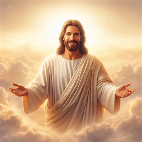Jesus Christ smiling among the clouds | Premium AI-generated image