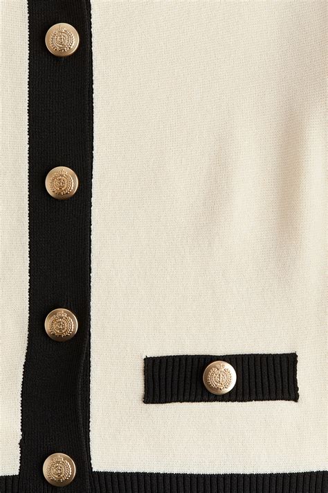 Fine-Knit Cardigan - Cream/black - Ladies | H&M US