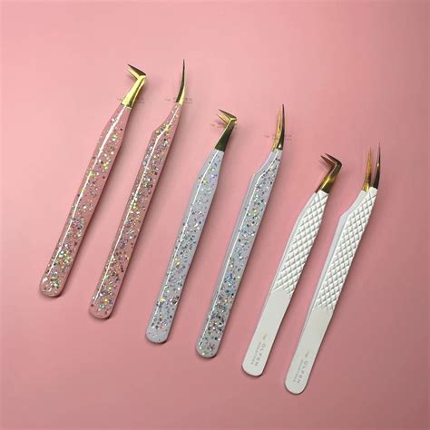 Eyelash Extensions Tweezers Set Stainless Steel Straight And Curved ...