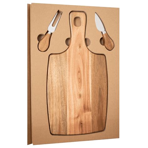 Tocator lemn branzeturi, cu 2 cutite Parma, 26 x 39 x 3 cm - eMAG.ro