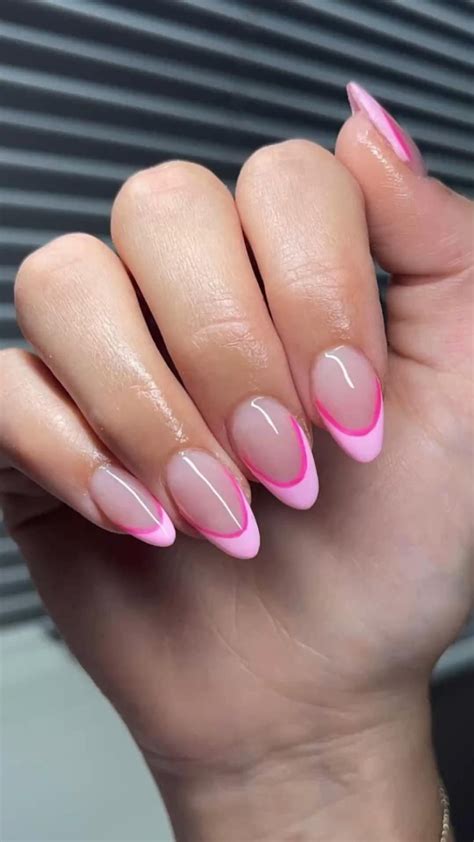 Pink almond shaped nails – Artofit