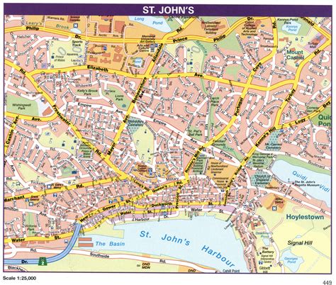 St John's Canada city map. Large printable tourist map of St John's downtown