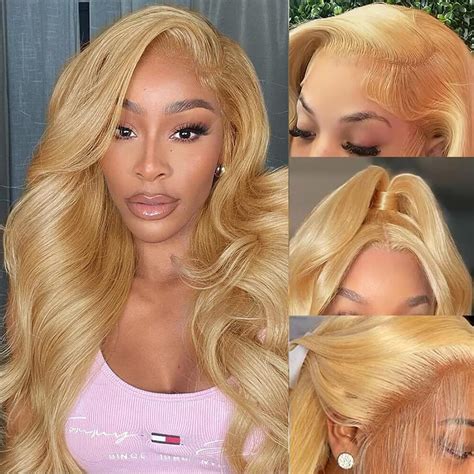 Amazon.com : Honey Blonde Lace Front Wig Human Hair - 200% Density ...