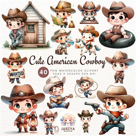 Vintage American Cowboys, Children's Rodeo Art, Little Cowboy Clipart ...