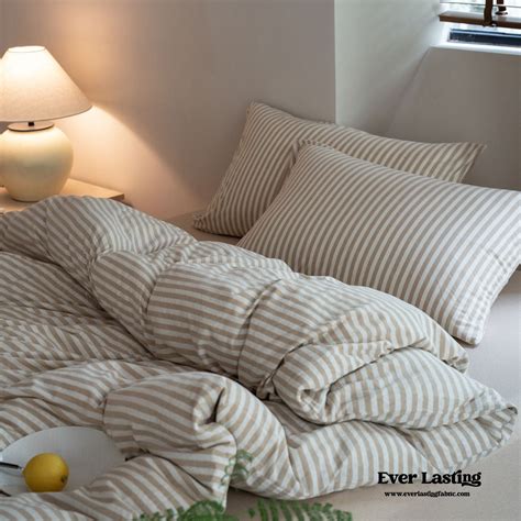 Wren Fresh Striped Jersey Knit Bedding Set / Beige | Best Stylish ...
