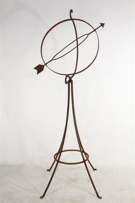 Wrought Iron Gazing Ball Stand w/ Sundial Design