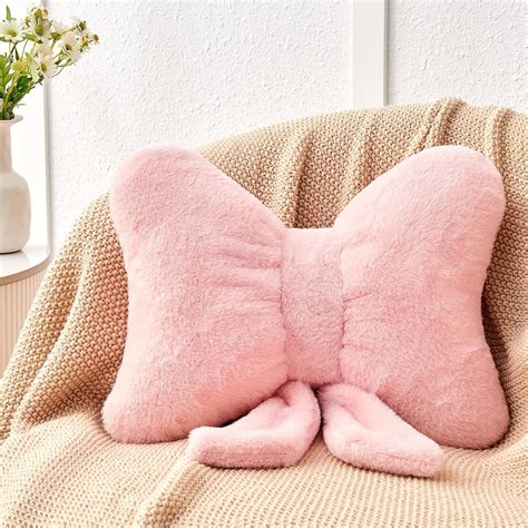 Amazon.com: Mepherl Pink Bow Pillow,12'' Bow Shaped Pillow with Faux ...