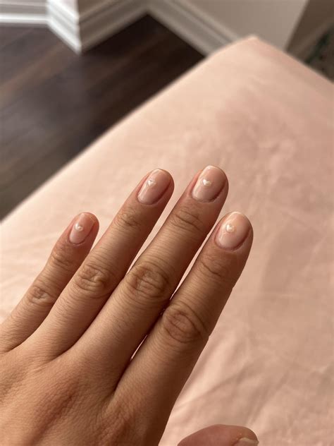 Essie Skinny Dip + Sally Hansen Miracle Gel top coat. Hearts are ...