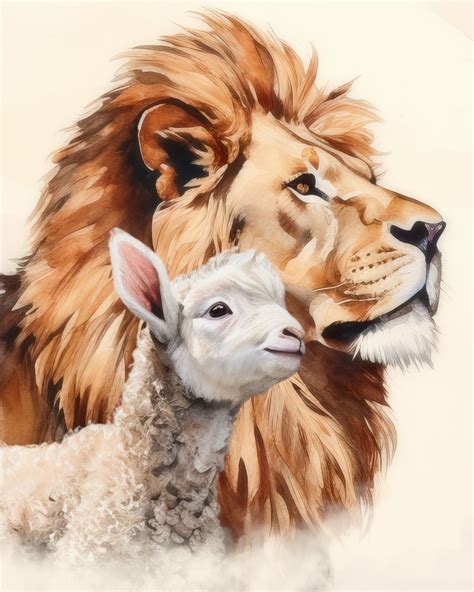 Lion and the Lamb, DIGITAL DOWNLOAD Print, Lion, Lamb, Christ, Jesus ...