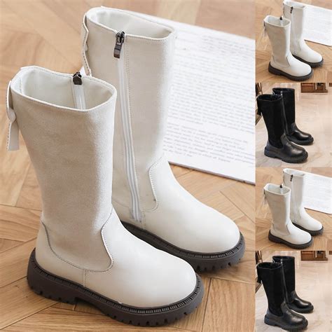 Fjofpr Big Girls Boots Size 1 Leather Girls Winter Boots Girls Shoes ...