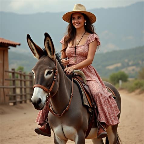 Woman Riding Spanish Donkey | Stable Diffusion Online