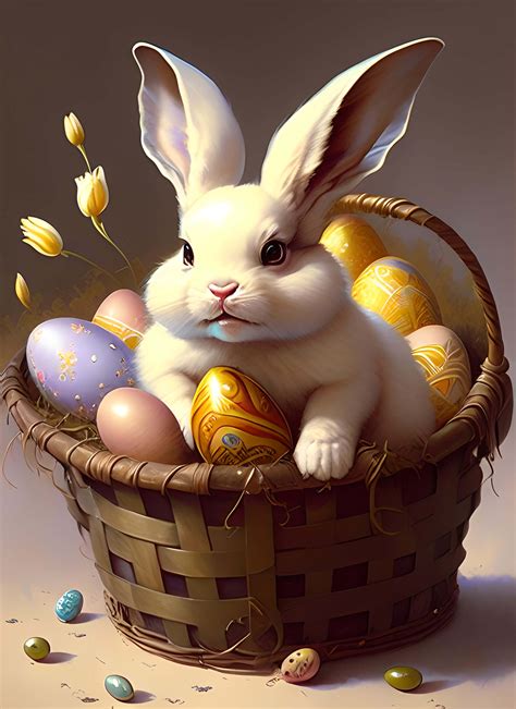 Download Funny Easter Bunny Inside Easter Egg Basket Picture ...