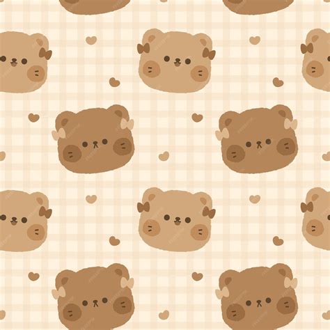 Lindo oso de peluche choco de patrones sin fisuras kawaii fondo de ...