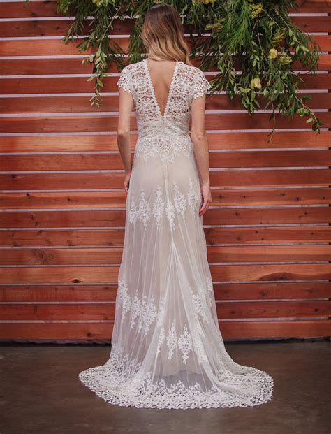 Azalea-off-white-cotton-lace-romantic-boho-wedding-dress-back-full-length-view Wedding Dress ...