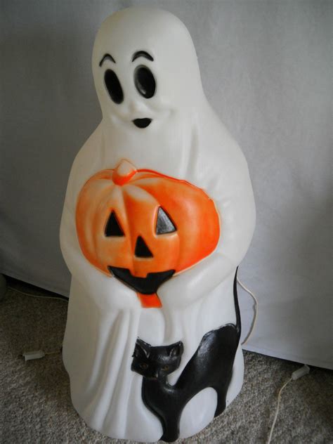VINTAGE EMPIRE HALLOWEEN LIGHTED BLOW MOLD GHOST WITH PUMPKIN & BLACK ...