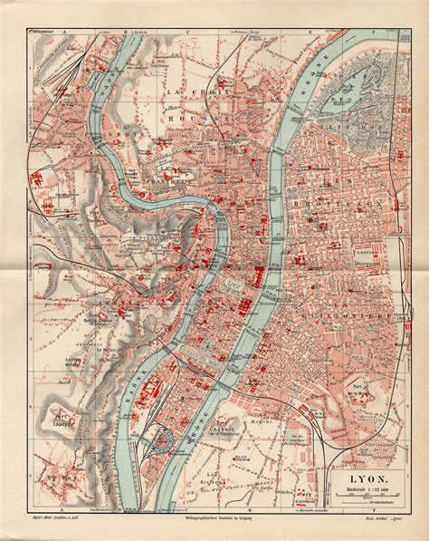 LYON CITY MAP France from 1909 | Map, Ancient maps, Lithograph