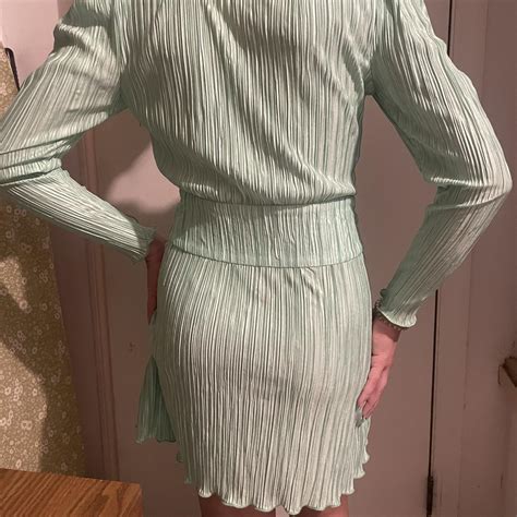 Teal long sleeve pleated dress | size 4 | brand:... - Depop