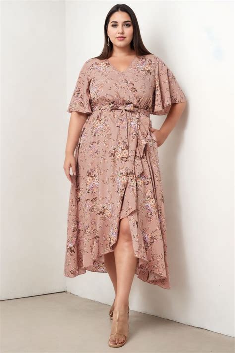 Brigitte Plus Size Wrap Floral Dress– Hello Curve