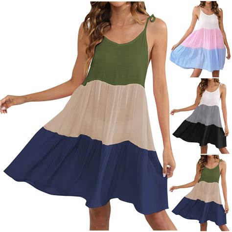 Eiyaclvo Summer Dresses for Women 2025 Tie Knot Sleeveless Sundresses ...