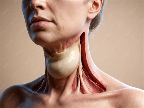 Swollen Thyroid Gland in Neck Medical Illustration | Premium AI-generated image