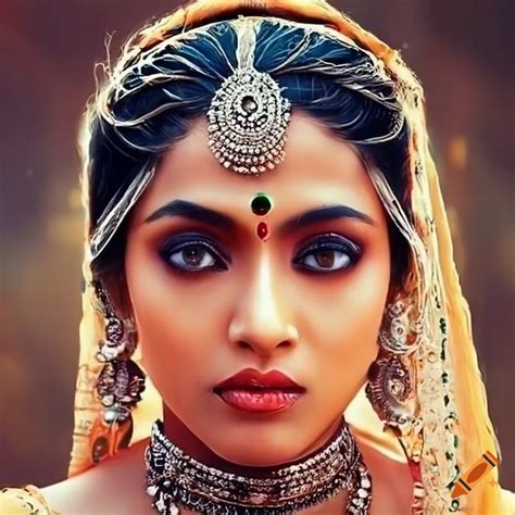 Portrait of a beautiful Indian woman with captivating eyes on Craiyon