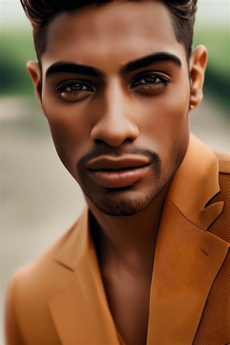 Graphic of Professional Stunning Beautiful Brown Skin Man Wearing Tan ...