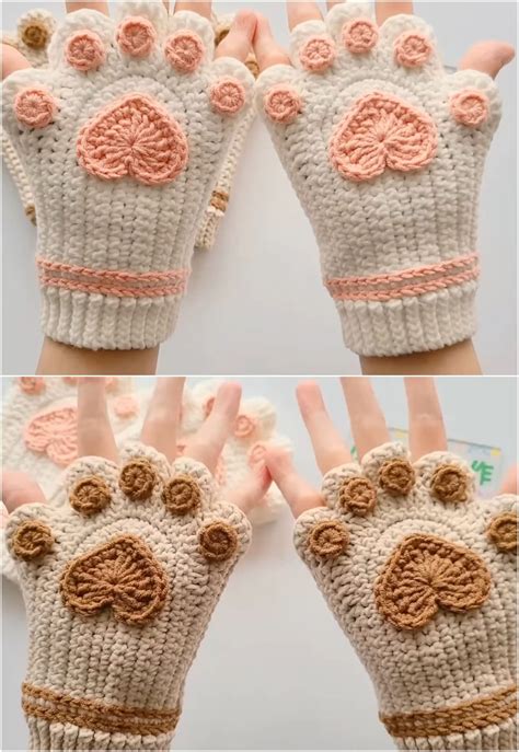 Crochet Cat Style Gloves - We Love Crochet Paw Crochet, Kawaii Crochet ...