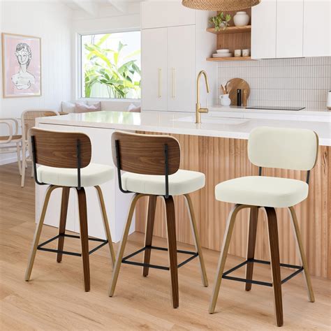 Amazon.com: Bekrvio Swivel Counter Height Bar Stools Set of 3, 26 ...