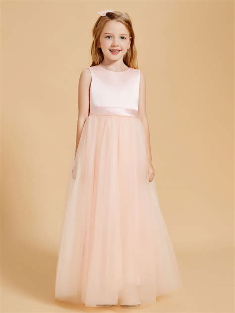 Floor Length Satin and Tulle Flower Girl Dresses for Timeless Elegance ...